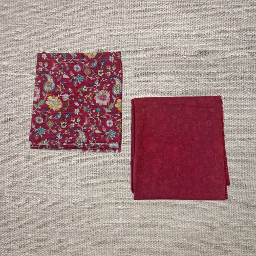 Punjabi Cotton Linen Printed Suit Maroon Color